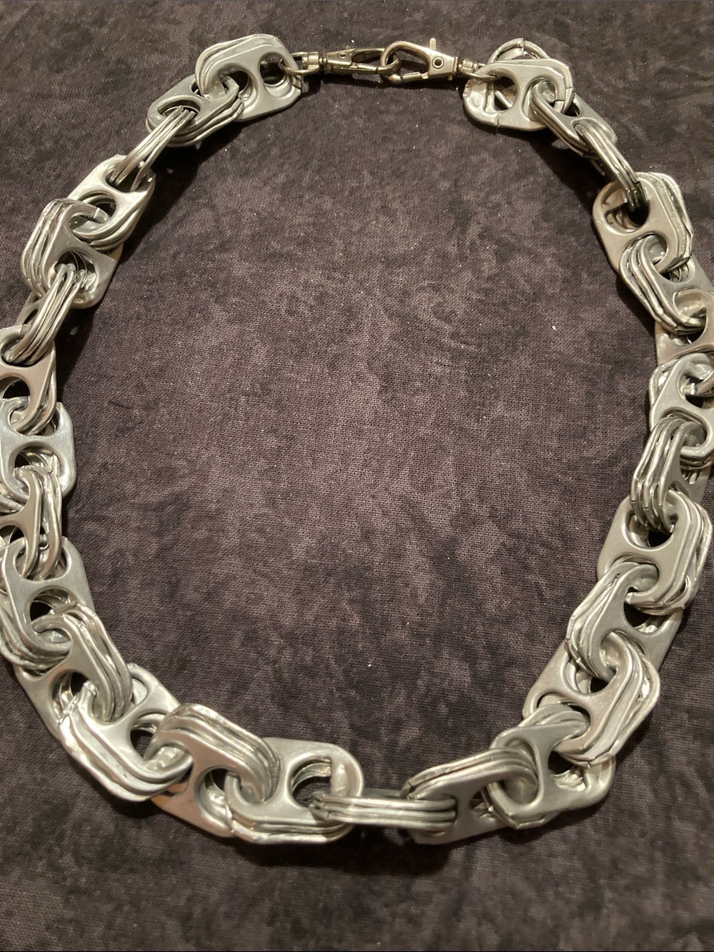 Handcrafted BoHo pop top silver tone necklace